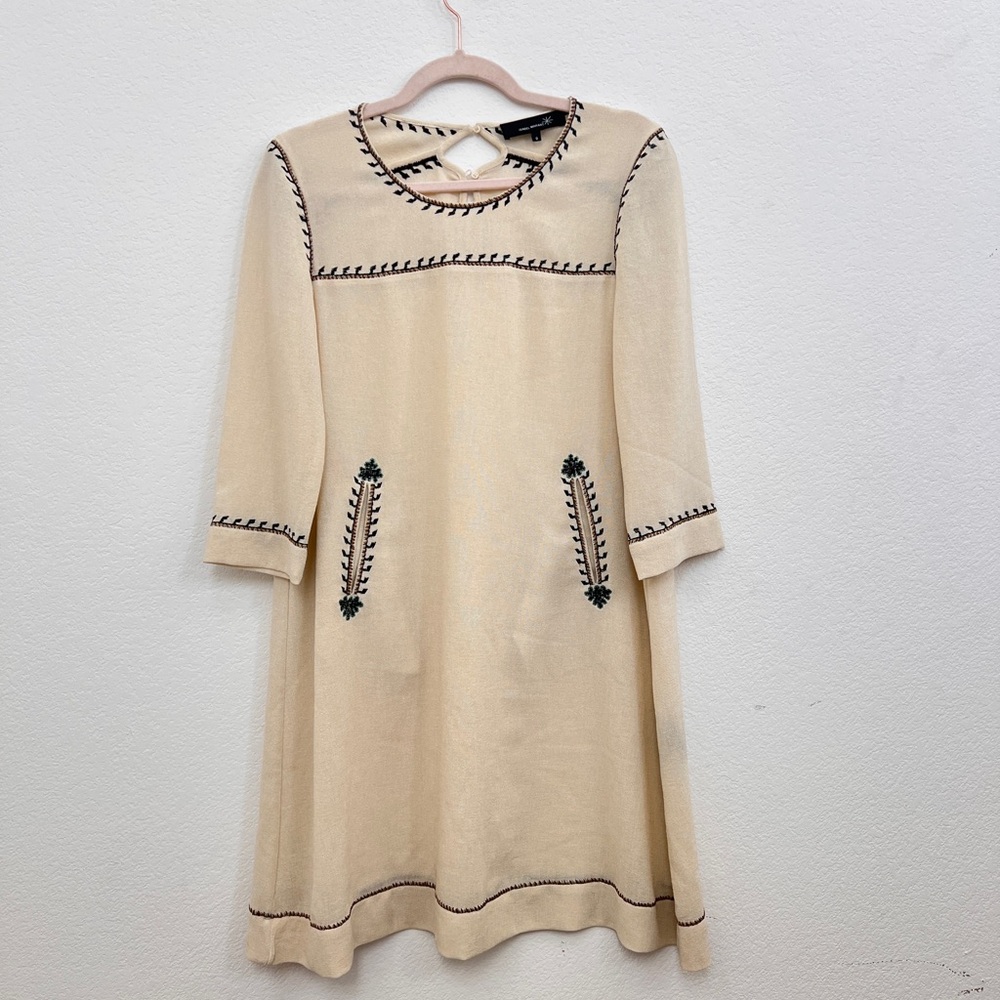 Isabel Marant Cream Embroidered Shift Pullover‎ Dress Women's size 0